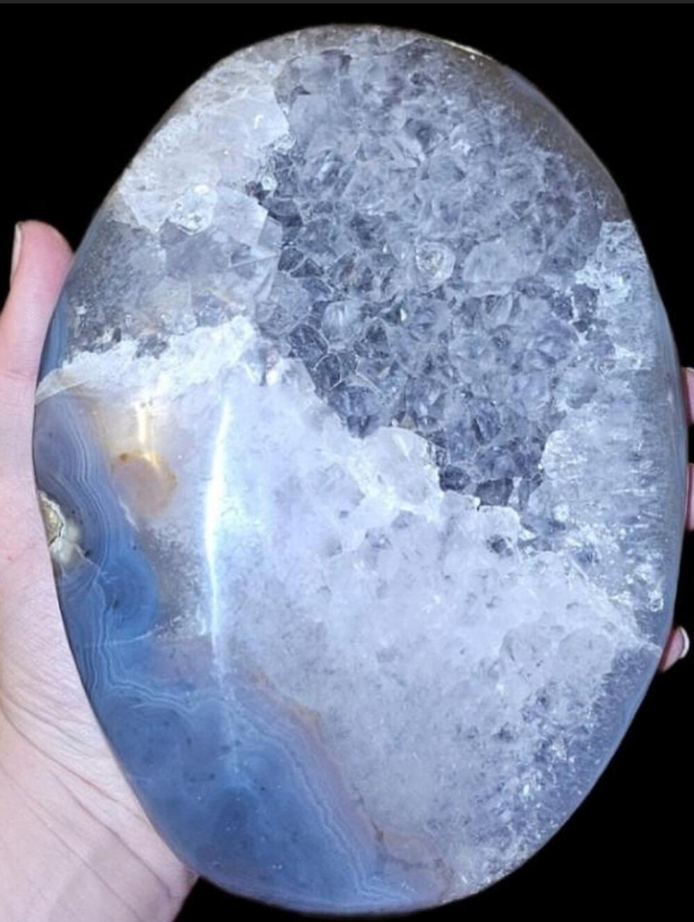 GIANT Natural Blue Agate & Quartz Crystal Statement Specimen XL HEAVY-Brazil NEW